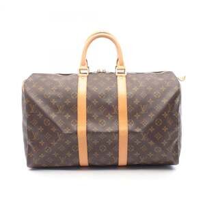 LOUIS VUITTON Authentic Brown Monogram Leather Keepall 45 Boston Bag